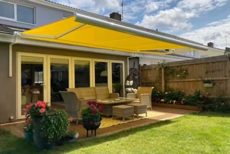 A Retractable Awning On Brackets